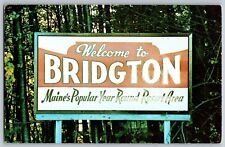 Bridgton, Maine ME - Greetings - Welcome Sign - Vintage Postcard - Unposted picture