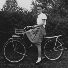 5T Photograph Portrait Girl Bike Young Woman Bicycle 1940-50's picture