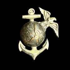Vintage RARE WWI USMC Eagle Globe & Anchor Hat Cap Insignia Pin Badge picture