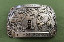 True Vintage 2016 Ohio HS Rodeo Champion Team Roper Gist SS Trophy Belt Buckle picture