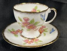 VTG Royal Standard England Fine Bone China Butterfly & Flowers Tea Cup & Saucer picture