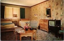 MOBILE, Alabama Postcard SPANISH RANCH MOTEL Room Interior View / Dated 1957 picture
