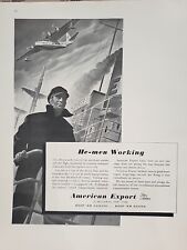 1942 American Export Lines Airline Fortune WW2 Print Ad Q4 Airplane Ship Captain picture