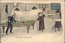 Easter Dressed Rabbits Fantasy Billiards c1905 Foreign Postcard picture