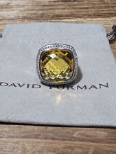 David Yurman Albion 925 Silver 20mm Albion Lemon Citrine & Diamond Ring Sz 8 picture
