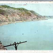 c1910s Miles City, MT CM&StP Railway along Bank Yellowstone River Postcard A186  picture
