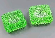 Lot 2 Vntage Green Spike Hobnail Open Salt Cellar Dish Tealight Candle Holders picture
