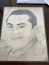 Barney Ross signed 1936 pencil Sketch ~ Fountain Pen Signed ~ Stinson Cert  picture
