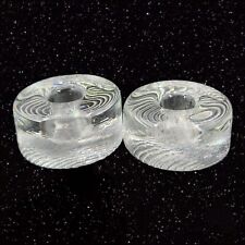 Vintage Blenko? Clear Art Glass Candle Stick Holder Paperweight Set 2 Glass picture