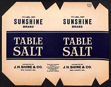 Sunshine Brand Table Salt Paper Label c1920's-30's J.H. Shine New Albany, IN picture