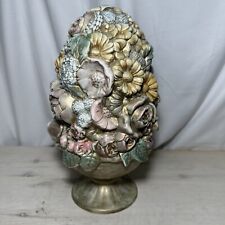 12.5x7” Vintage Ceramic Topiary Floral Vase Bouquet picture