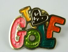 I Love Golf Pin Silver Tone Enamel Hat Lapel  picture