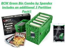 1 BCW Green Short Comic Book Bin Heavy Duty Acid Free Plastic Box + 3 Partitions picture