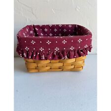 Longaberger 1998 Woven Basket Lined Maroon Ruffle Rectangle Arts & Crafts picture