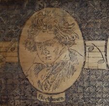 19th Century MOZART BEETHOVEN Hand Engraved ANTIQUE Artisan Wood Bar Sign 1870s picture
