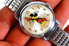 HELBROS Mickey Mouse Watch Vintage Swiss Lorsa P-72 Men's Walt Disney Wristwatch picture