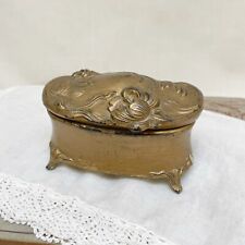 Antique Art Nouveau Gilded Jewelry Casket Ring Box picture