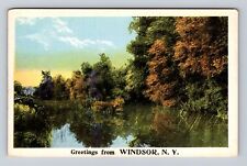 Windsor NY-New York, General Greetings, Scenic Mirror Pond, Vintage Postcard picture