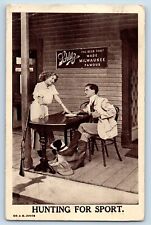 Virginia MN Postcard Schlitz Beer Hunting For Sport Made Milwaukee Famous picture