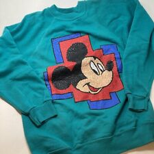 VTG DISNEY MICKEY UNLIMITED SWEATSHIRT LARGE USA 90s CREW NECK TURQUOISE picture