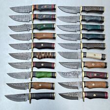 LOT OF 20 CUSTOM HAND FORGED DAMASCUS STEEL HUNTING SKINNING KNIFE W/SHEATH 1570 picture