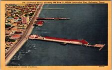 Galveston TX-Texas, Galveston Beach, Aerial View, Vintage Postcard picture