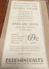 1930 Vintage Bloomindale’s NY Dept. Store Book Shop Sinclair Lewis Ad picture