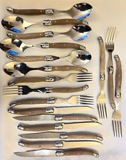 18 pcs Laguiole by Flying Colors Wood Handle Stainless Flatware France picture