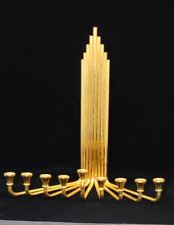 Vintage 24K Gold Plated Menorah MCM Table Top or Wall Display Candelabra picture