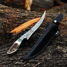 Beautiful Handmade Damascus Steel Hunting Bowie Knife Camping Knife With Sheath picture