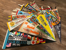 Vtg Lot - 14 70s-90s Travel Pennant Souvenir Pennants Travel Attractions picture