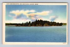 Augusta ME- Maine, Lake Cobbosseecontee And Cuba Island, Vintage Postcard picture