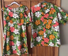 Hukilau 60 70s Vintage Hawaiian Wedding Honeymoon Set  HIS/HER Dress Mens Shirt picture
