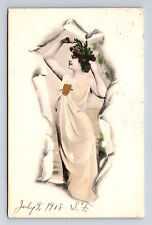 1908 Portrait of Beautiful Woman Pretty Lady Grecian Dress Postcard picture