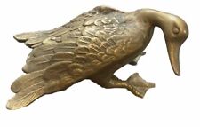 Vintage Large Heavy Brass Duck Figurine 9” *N picture