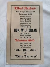 VERY RARE Elbert Hubbard Antique Lecture Ticket picture