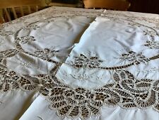 Very large Vintage Round Ribbon Lace Tablecloth 205 cms Diameter picture