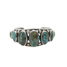 Navajo Vintage Sterling Silver Turquoise Cuff Bracelet by Orville Tsinnie picture
