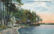 SOUTH FRAMINGHAM MA - Lake Waushakum Postcard - 1914 picture