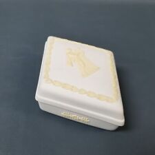 RARE Wedgwood Yellow On White Jasperware Etruscan Diamond Shape Trinket Box picture