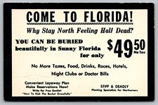 Postcard Come to Florida You Can Be Buried Humor Comic Funny picture