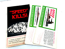 vtg 60s 70s SPEED KILLS propaganda lot (x3) drugs driving hot rod drag racing picture