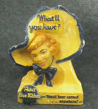 Pabst Blue Ribbon Back Bar Chalkware 1957 Bonnet Statue Original Display picture