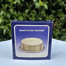 6 Vintage Brass Plated Circle Coasters / Candle Plates 4