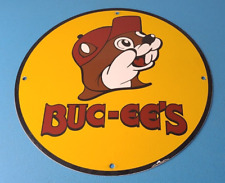 Vintage Buc-ee's Sign - Bucee Beaver Gas Service Station Pump Porcelain Sign picture