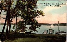 Delavan Lake WI-Wisconsin, Scenic, Boats, Resort, Doc, Vintage Postcard picture