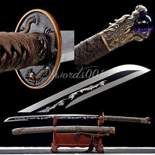 Long Handle Brotherhood Of Blades Black Carbon Steel Dragon Fittings Sharp Sword picture
