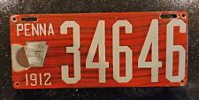 1912 Pennsylvania PA Penna Porcelain License Plate Car Tag Vehicle Registration picture