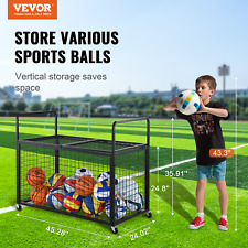 VEVOR Rolling Sports Ball Storage Cart, Lockable Basketball Cage with Double Lid picture