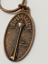 Stratosphere Las Vegas Bronze Tone Oval Souvenir Keychain picture